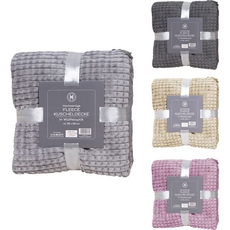 Flanell Wohndecke Waffeloptik 150x200cm bedruckt-M943132-Rosa-var (1/2)