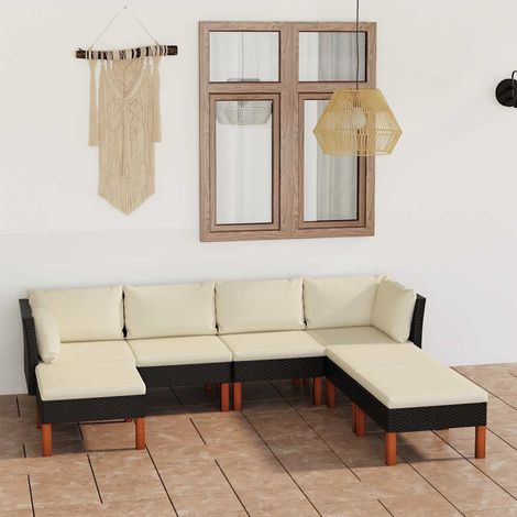 Salon de jardin 7 pièces en résine tressée noire avec coussins, 52.45kg - PANGIVO (1/5)