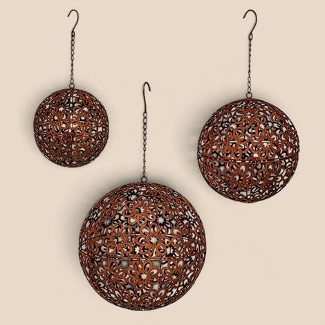 Ensemble 3 suspensions boules déco 30x30x30cm (1/5)