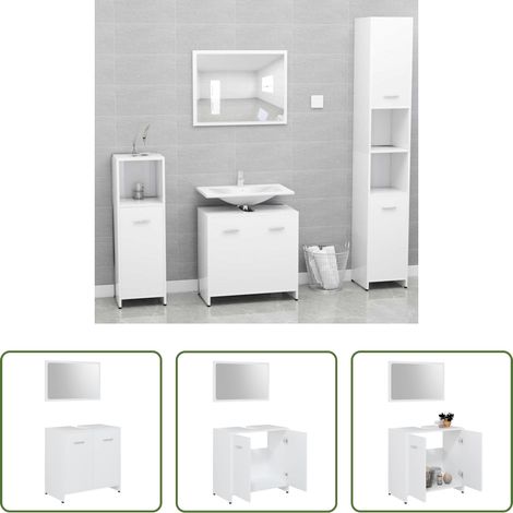 vidaXL Armoire salle de bain - Ensemble de meubles de salle de bain Blanc Bois d'ingénierie (1/5)