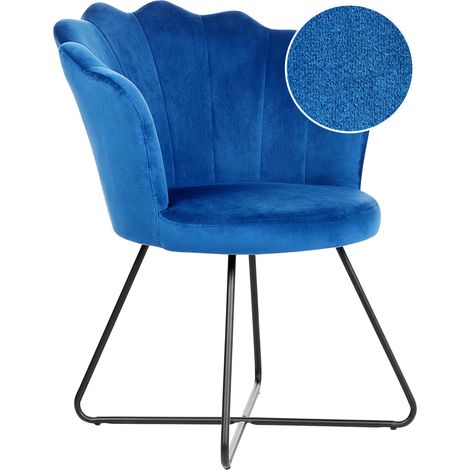 Sillón de terciopelo azul marino negro respaldo concha sin reposabrazos Lovelock