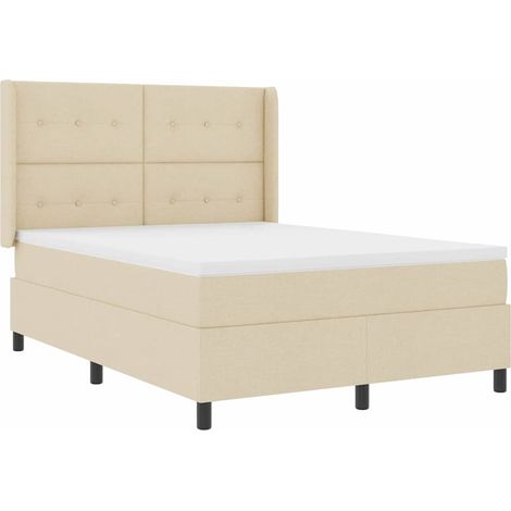 Maison Exclusive - Lit à ressort LED avec tête de lit Crème 160 x 200 cm tissu (1/5)
