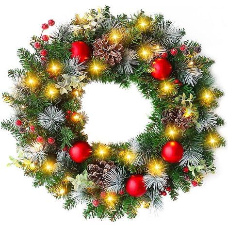 Weihnachtskranz für die Tür, 30 cm, Weihnachtskranz, Weihnachtsdekoration, hängender künstlicher Blumenkranz, Weihnachtsbaumgirlande, Türgirlande (1/5)