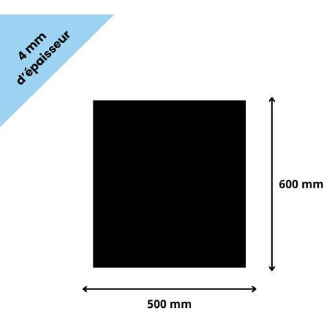 Plaque verre acrylique noir 4 mm - 50 x 60 cm (500 x 600 mm) - Verre synthétique - Plaque PMMA XT - Plexiglass