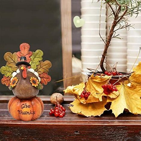 Figurine Citrouille - Décoration De Table Pour L'Automne Et La Fête De L'Action De Grâce - Résine - 7,5 x 8 x 12 cm - 1 Pièce (1/3)