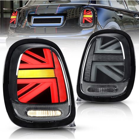 LED Feux arrière Compatible pour Mini F56 Hatch F57 convertible 2014-2019 Union Jack feu arriere, avec clignotants séquentiels (Fumé avec Cercle noir) (1/5)