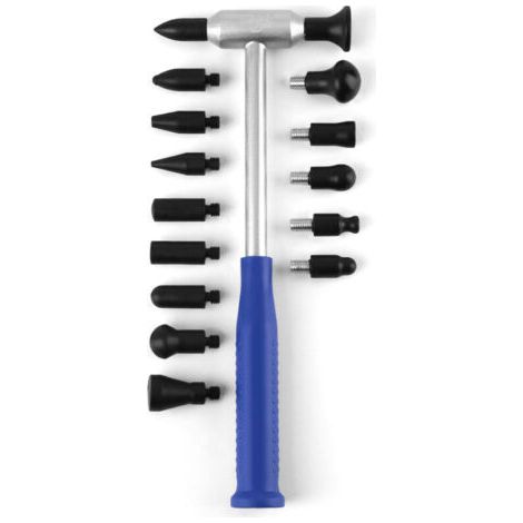 Marteau de réparation automobile – Kit d'outils de réparation de carrosserie avec 15 têtes, élimination des dommages sur les voitures, kit de réparation complet pour camions (1/4)