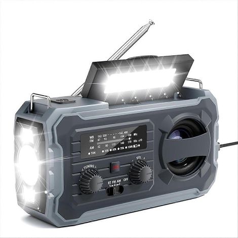 Notfallradio mit Wetterfunktion, 8000 mAh Solar- und Kurbelradio mit AM/FM/NOAA, SOS-Alarm, Handy-Ladegerät, für den Einsatz im Freien und zu Hause (1/5)