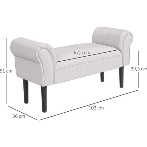 Panca porta scarpe HOMCOM, panca imbottita con braccioli, stile panca in legno per camera da letto, soggiorno, corridoio, 102x36x51 cm, capacità di carico 130 kg