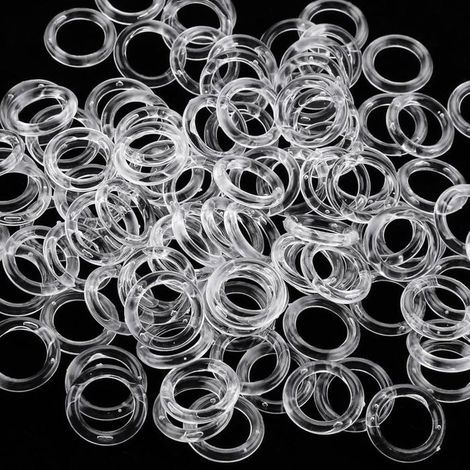 100 Anneaux Transparents pour Stores Romains,13 mm Anneaux O-Rings en Plastique pour Stores Romains Anneaux pour Rideaux de Fenêtre (1/4)