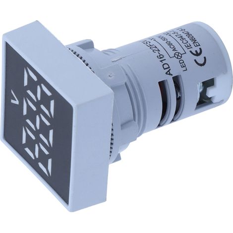 Indicateur de Tension Numérique AD16-22FSV, Affichage sur Panneau Givré, Mesure AC 60-500V, Blanc