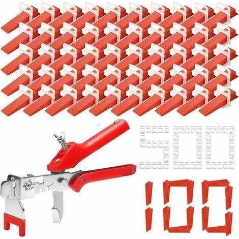 Kit Nivellement Carrelage, XU, 500 Pinces + 100 Cales Réutilisables 2Mm + 1 Pince À Carreaux, 601 Pièces - KZQ (1/4)