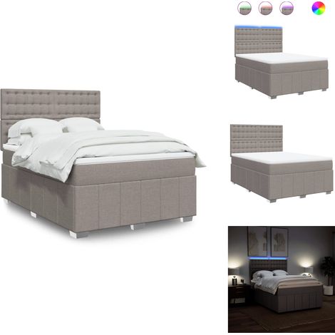 Sommier à lattes de lit avec matelas Taupe 160x200 cm Tissu - Sommier À Lattes De Lit - Sommiers À Lattes De Lit - Lit - Meuble De Chambre À Coucher (1/5)