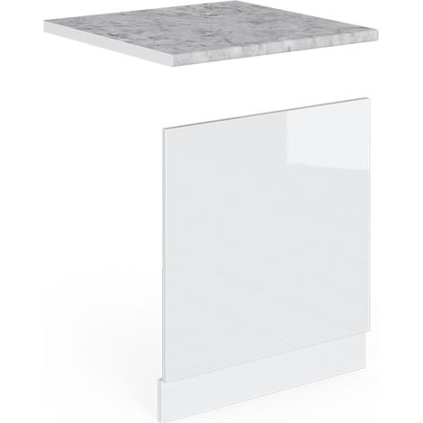 Panel frontal R-Line, Blanco alto brillo, 60 cm , ET Mármol, Vicco