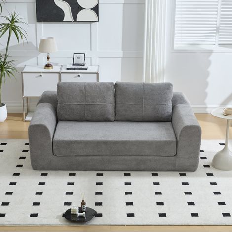 Sofá cama plegable 179x95x79 cm gris oscuro, convertible 2 en 1 en tejido, sin montaje MEUBLIV (1/5)