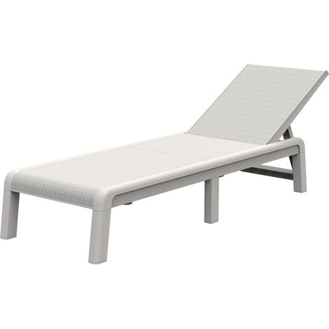 KETER Mallorca Tumbona de Jardín Plegable, para Exterior terrazas, Patios, Jardines, 4 Posiciones, Color Blanco (1/5)