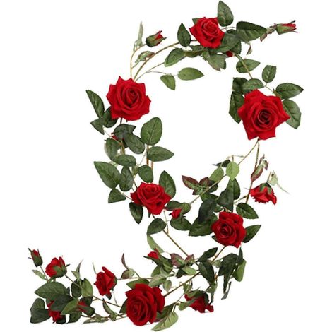 Rodeo-Kunstrosengirlande, 1,8 m lange künstliche Rosenranke zum Aufhängen für Hochzeiten-Red 10cm (1/5)