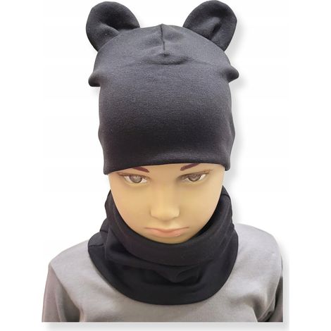 Conjunto GORRO + BUFANDA 56-62-68 conjunto bebé con OREJAS talla 34-38 NEGRO (1/3)