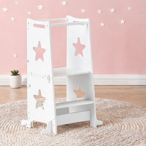 Tour d'apprentissage blanche convertible en table et chaise (1/5)