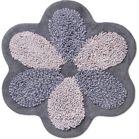 Tappeto A Fiore Casa Bagno Cotone Spugna Morbida Antiscivolo Flower Grigio (1/5)