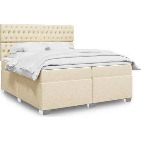 Boxspringbett mit Matratze Creme 200x200 cm Stoff