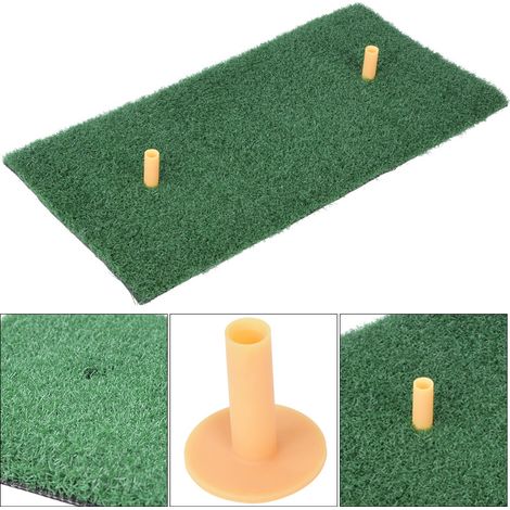 Tapis d'entraînement de golf 30x60 cm en gazon synthétique pliable, avec 2 tees en caoutchouc pour pratique intérieure/extérieure