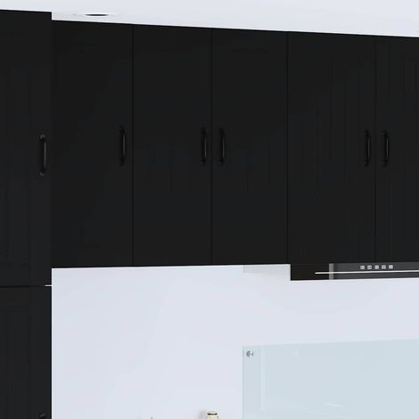 Wall Glass Cabinet LUCCA Black 60 x 31 x 80 cm Engineered Wood vidaXL
