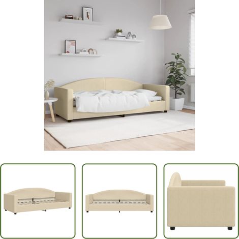 Canapé-lit - Lit de repos sans matelas crème 80x200 cm tissu (1/5)