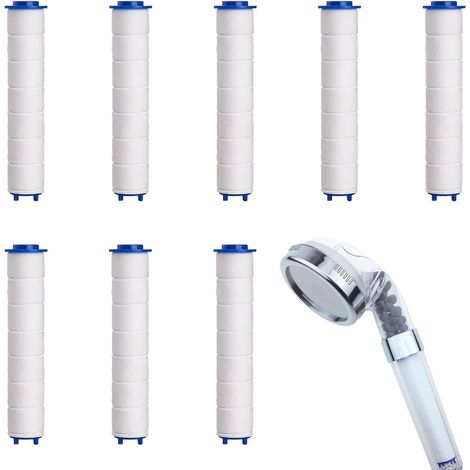 8-teiliger Duschkopffilter, herausnehmbarer Duschkopffilter mit PP-Baumwollkartuschen, abnehmbarer Anti-Kalk-Duschkopffilter für Duschköpfe (95 mm) (1/5)