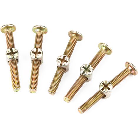 Lot de 10 boulons à tête cylindrique M6 en acier au carbone de 50 mm pour meubles, avec écrous cylindriques de 6 mm. (1/5)
