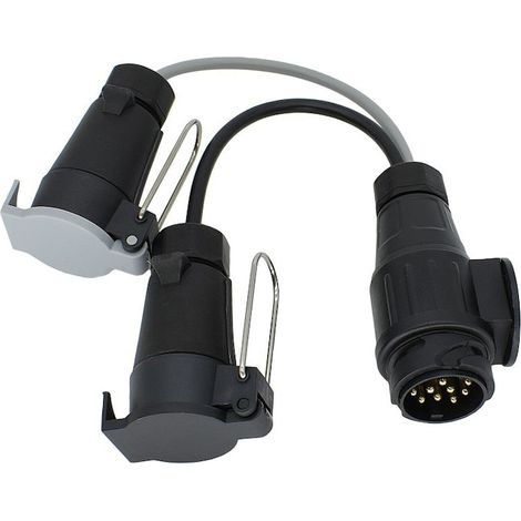 Adaptateur de prise pour remorque, KkvoGmle, ABS, 12 V, 13 broches - 7 broches, noir (1/4)