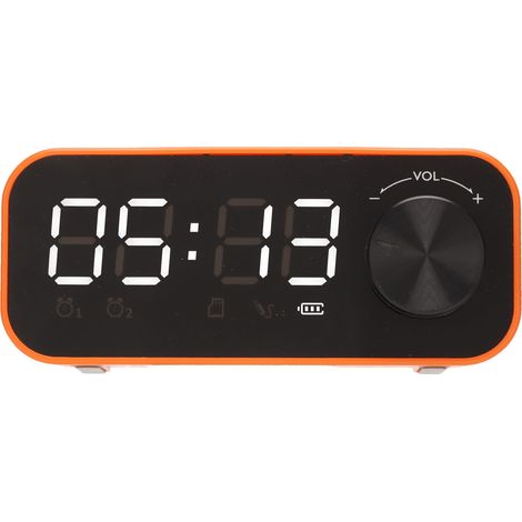 Mini Enceinte Bluetooth Basses Puissantes Double Réveil Sans Fil Portative avec Écran LED Orange (1/5)