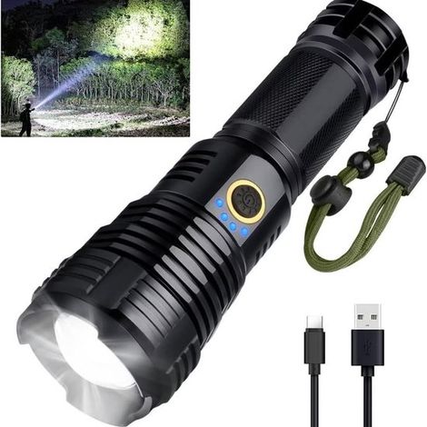 LED Taschenlampe Taschenlampe Notfallset Sehr hell (1500 Lumen) Geschenk für Männer Schwarz (1/5)