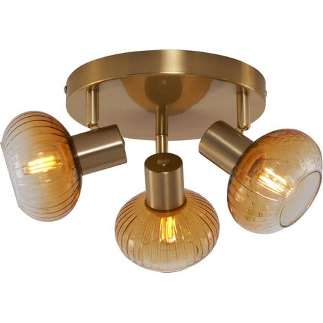 QAZQA teddy - Spot plafond, plafonnier - 3 lumière - Ø 36 cm - Doré - Moderne - éclairage intérieur - Salon I Chambre I Cuisine I Salle à manger