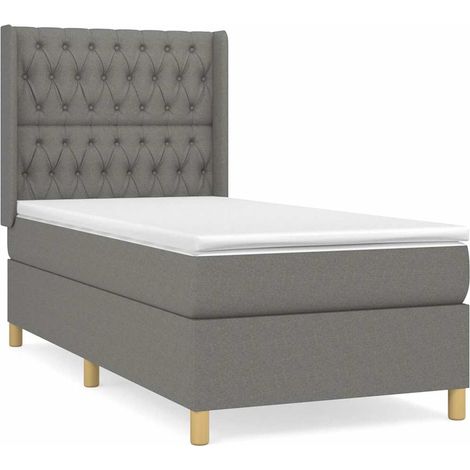 Maison Exclusive - Giroletto a Molle con Materasso Grigio Scuro 100x200 cm Tessuto (1/5)