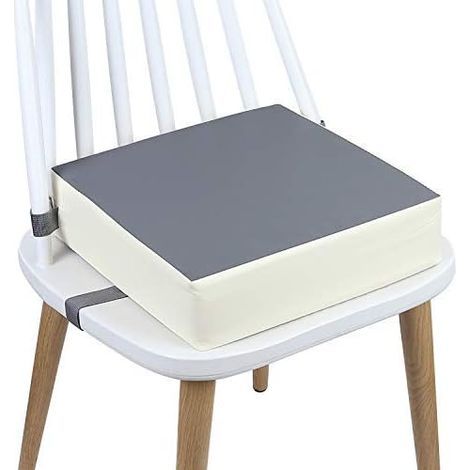 Rehausseur Chaise Enfant Coussin, en Toile de Coton Lavable avec 2 Sangles, Boucle de Sécurité, Motif de Dessin Animé Pour Enfant (gris + beige) 111 (1/5)