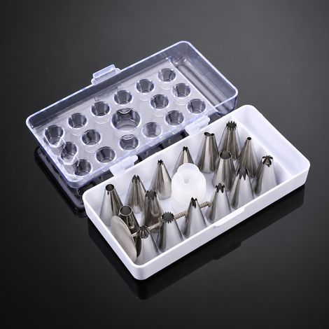 Pâtisserie: ensemble de 16 douilles de pâtisserie en acier inoxydable avec boîte blanche 200 g – Livraison gratuite (1/4)