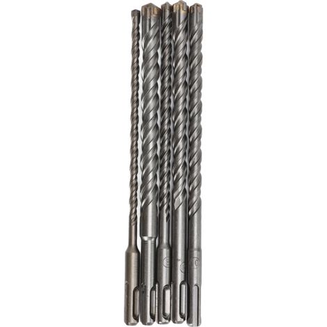 Jeu de 5 forets à maçonnerie (6 mm, 8 mm, 10 mm, 12 mm, 14 mm de diamètre, longueur 210 mm) pour marteaux électriques (1/5)