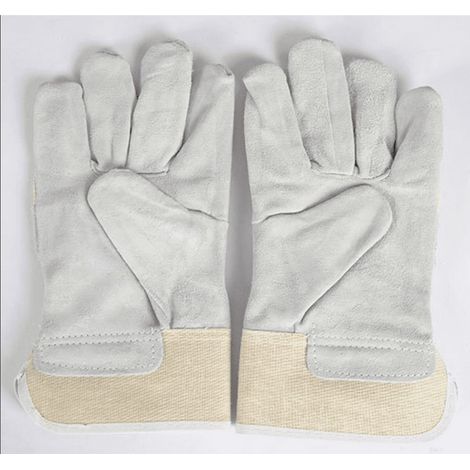 Gants de travail en cuir de vachette, lot de 3 paires - Gants de chantier et jardinage robustes, protection haute qualité pour travaux intensifs. (1/4)