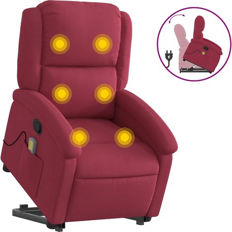 Maison Exclusive - Massagesessel mit Aufstehhilfe Weinrot Samt