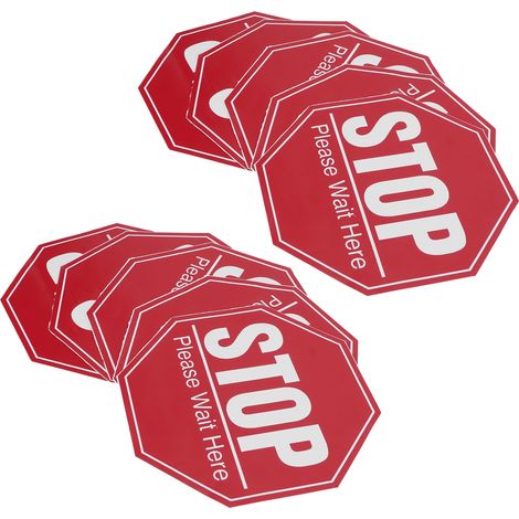 Lot de 2 autocollants de signalisation de sécurité au sol pour la distanciation sociale, à utiliser dans les espaces publics. (1/5)