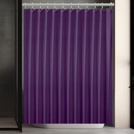 Doublure de rideau de douche légère en plastique violet, 180 cm x 180 cm, rideau de salle de bain en plastique fin avec œillets métalliques résistants à la rouille. (1/5)