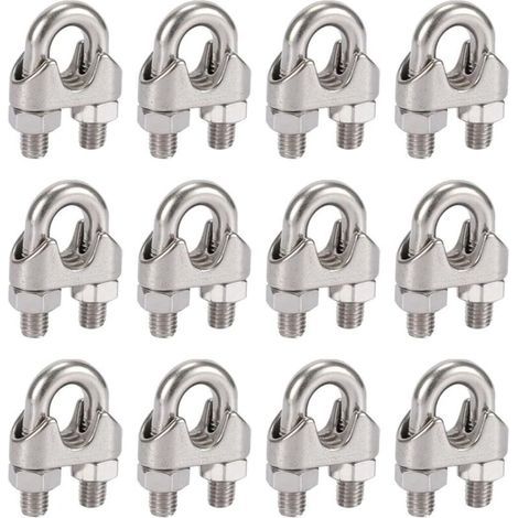 Packung mit 12 Kabelbindern M5 aus Edelstahl 304 mit Doppelclips für Wäscheleinen, Markisen und Befestigungen (1/5)