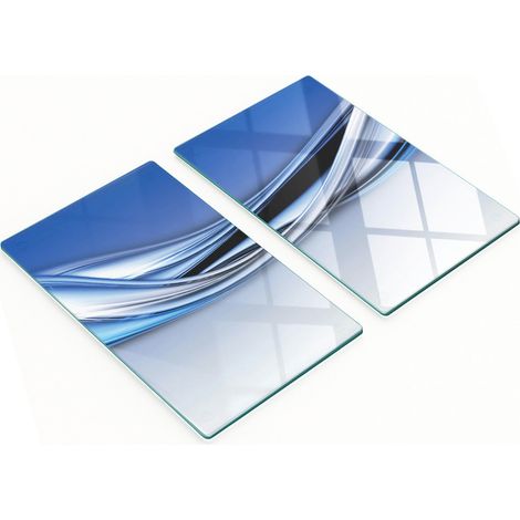 Tableros de vidrio elegantes y duraderos con estampado abstracto de olas, 2x30x52 cm.