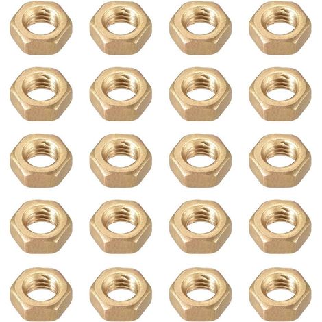 Écrous Hexagonaux Grossier Filetage Métrique M6 x 1mm Hexagone Écrou en Laiton 20Pcs (1/3)