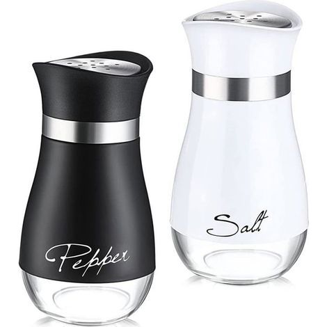 Set di 2 saliere e pepiere con dispenser di spezie regolabile e ricaricabile e contenitori per condimenti per saliere e pepiere (1/4)