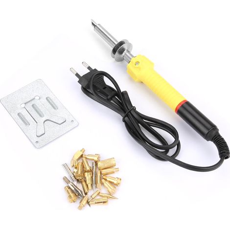 Kit de 10 pièces pour pyrogravure sur bois, fer à graver électrique 220V avec prise UE, stylet de marquage jaune, outil de décoration créative (1/4)