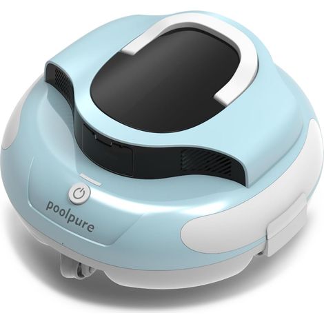 Robot Piscine sans Fil Aspirateur de Piscine Automatique avec Capteurs Hall, Autonomie 100 Min, 5000mAh, pour Piscine Hors Sol et Enterrée jusqu'à 90m², Système de Roues Innovant Bleu