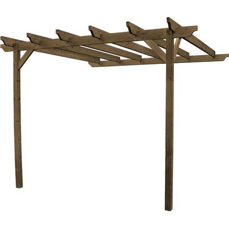 Wall Mounted Garden Pergola - Wood - L180 x W240 x H270 cm - Rustic Brown