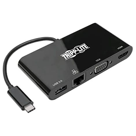 Tripp lite u444-06n-hv4gub usb 3.1 gen 1 usb-c, 4k @30hz - hdmi, vga, puerto de hub usb-a y gigabit ethernet, negro (1/5)